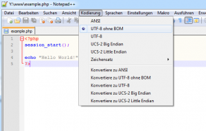 UTF-8 ohne BOM in Notepad++